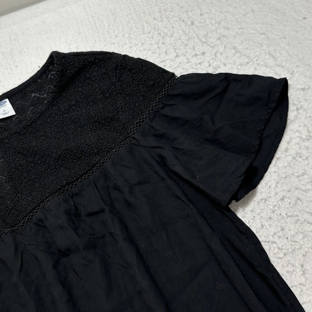 Old Navy Women's Medium Short Sleeve A-Line Dress Lace Embroidery Trim Black - Picture 4 of 12
